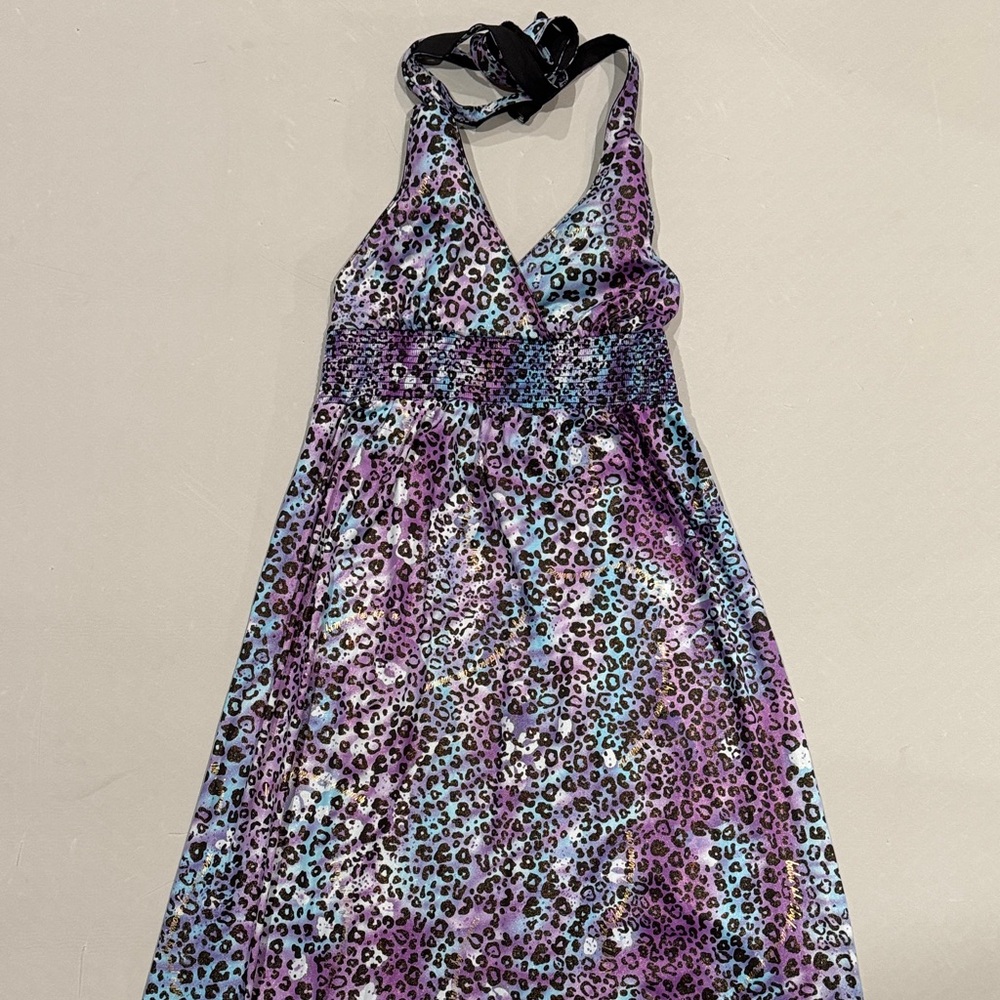 Elegant Purple Leopard Print Maxi Dress